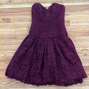 CHRIS KOLE vintage maroon and plum lace strapless dress size 10